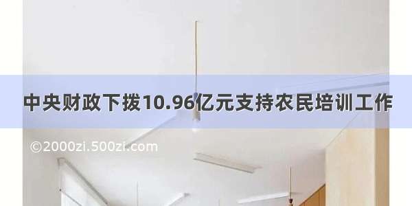 中央财政下拨10.96亿元支持农民培训工作