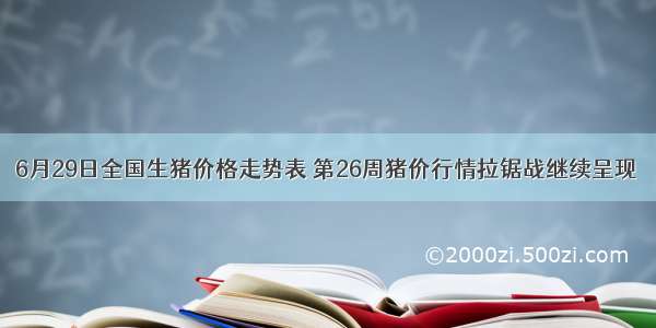 6月29日全国生猪价格走势表 第26周猪价行情拉锯战继续呈现