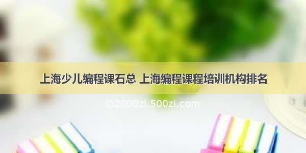 上海少儿编程课石总 上海编程课程培训机构排名