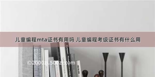 儿童编程mta证书有用吗 儿童编程考级证书有什么用