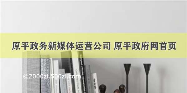 原平政务新媒体运营公司 原平政府网首页