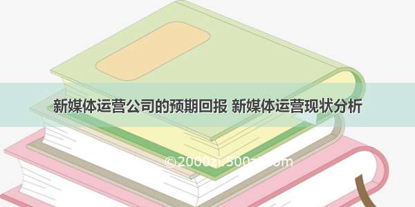 新媒体运营公司的预期回报 新媒体运营现状分析