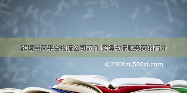 跨境电商平台物流公司简介 跨境物流服务商的简介