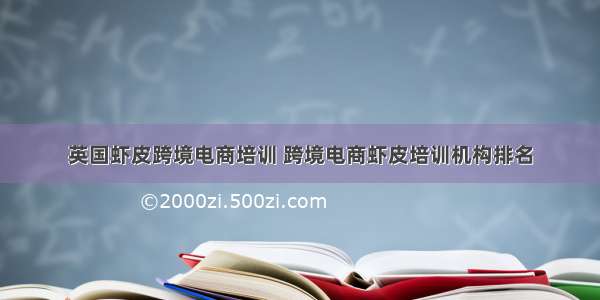 英国虾皮跨境电商培训 跨境电商虾皮培训机构排名