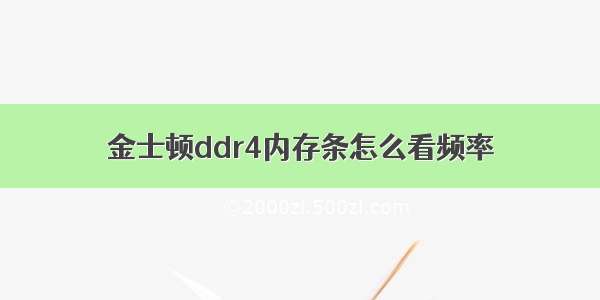 金士顿ddr4内存条怎么看频率