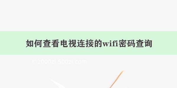 如何查看电视连接的wifi密码查询