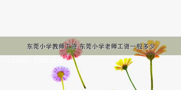 东莞小学教师工资 东莞小学老师工资一般多少