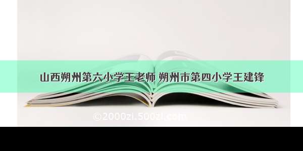 山西朔州第六小学王老师 朔州市第四小学王建锋