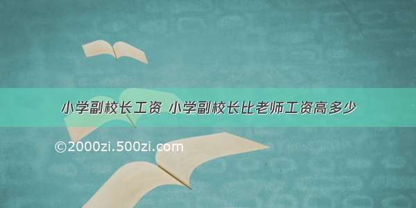 小学副校长工资 小学副校长比老师工资高多少