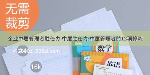 企业中层管理者胜任力 中层胜任力:中层管理者的12项修炼