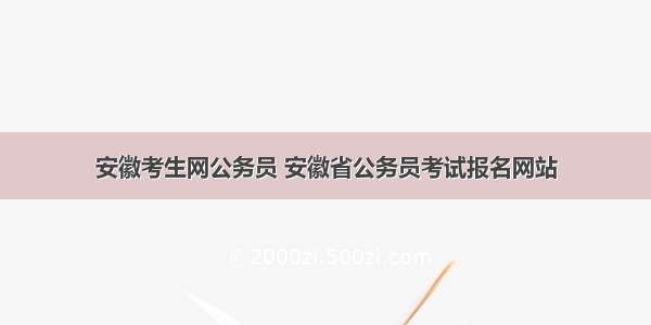 安徽考生网公务员 安徽省公务员考试报名网站