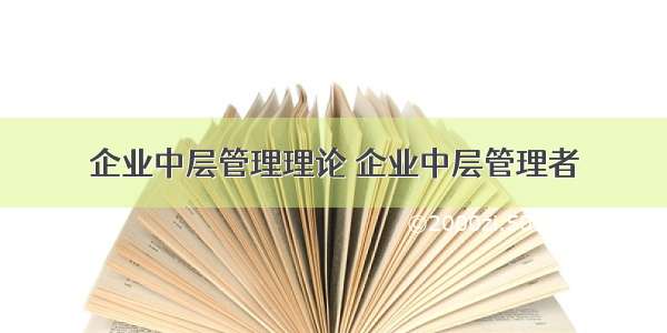 企业中层管理理论 企业中层管理者