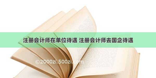 注册会计师在单位待遇 注册会计师去国企待遇