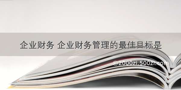 企业财务 企业财务管理的最佳目标是