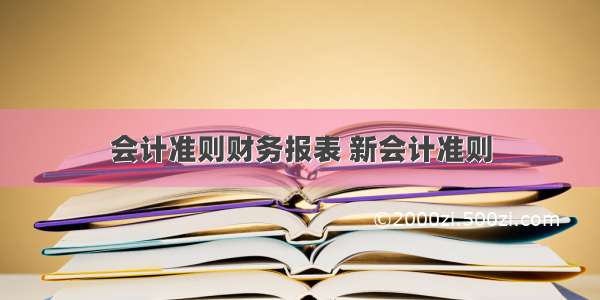 会计准则财务报表 新会计准则