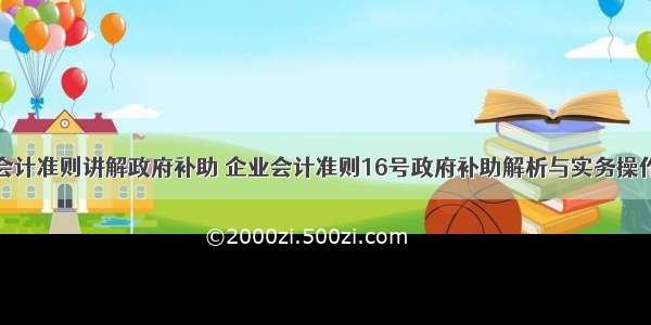 会计准则讲解政府补助 企业会计准则16号政府补助解析与实务操作