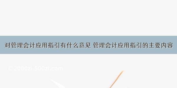 对管理会计应用指引有什么意见 管理会计应用指引的主要内容