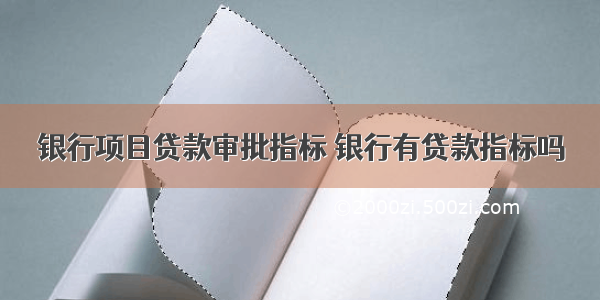 银行项目贷款审批指标 银行有贷款指标吗