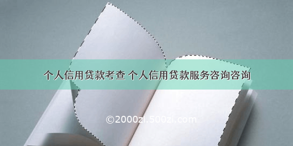 个人信用贷款考查 个人信用贷款服务咨询咨询