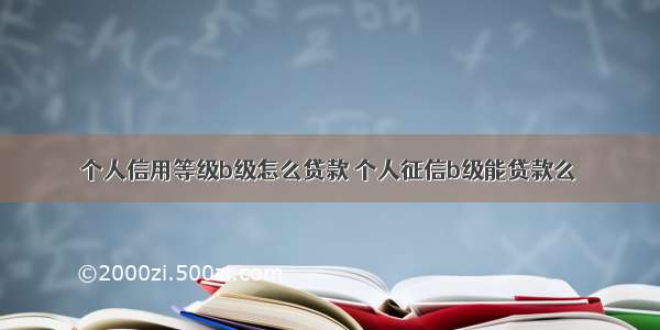 个人信用等级b级怎么贷款 个人征信b级能贷款么