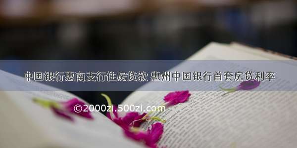 中国银行惠南支行住房贷款 惠州中国银行首套房贷利率