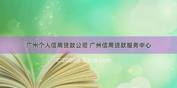 广州个人信用贷款公司 广州信用贷款服务中心