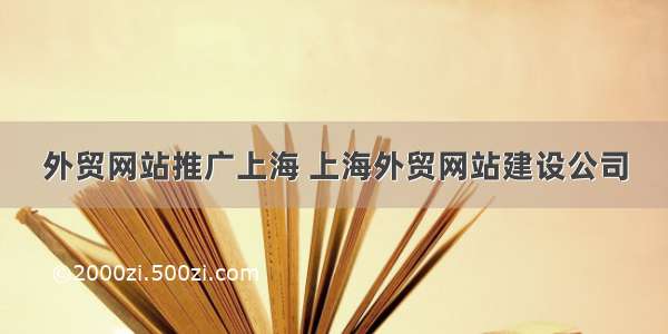 外贸网站推广上海 上海外贸网站建设公司