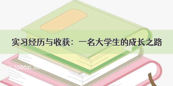 实习经历与收获：一名大学生的成长之路