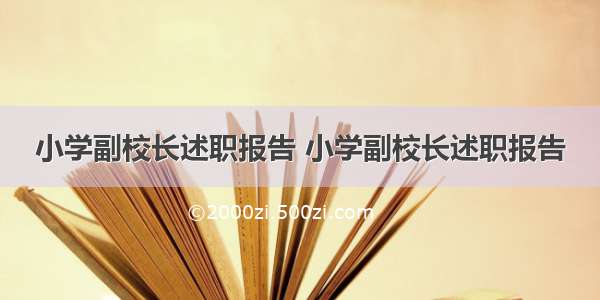 小学副校长述职报告 小学副校长述职报告