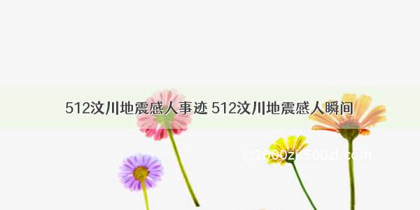 512汶川地震感人事迹 512汶川地震感人瞬间