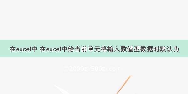 在excel中 在excel中给当前单元格输入数值型数据时默认为