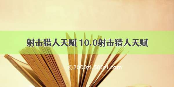 射击猎人天赋 10.0射击猎人天赋