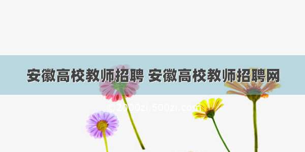 安徽高校教师招聘 安徽高校教师招聘网