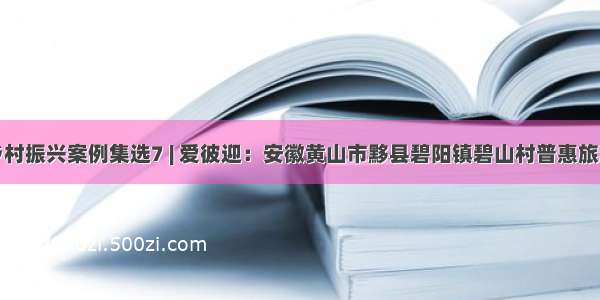 旅游助力乡村振兴案例集选7 | 爱彼迎：安徽黄山市黟县碧阳镇碧山村普惠旅游模式下乡