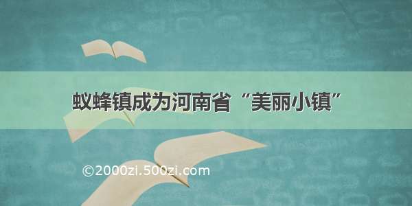 蚁蜂镇成为河南省“美丽小镇”