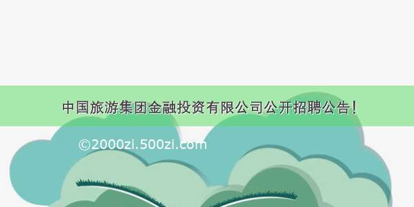 中国旅游集团金融投资有限公司公开招聘公告！