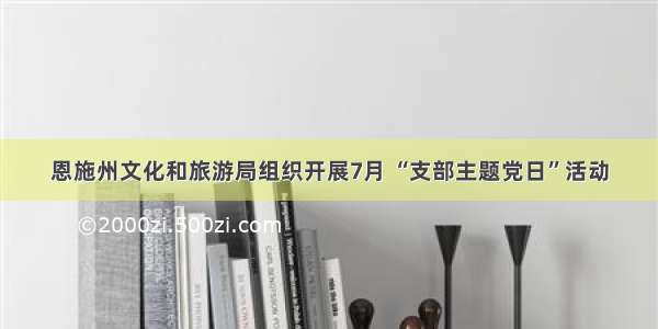 恩施州文化和旅游局组织开展7月 “支部主题党日”活动