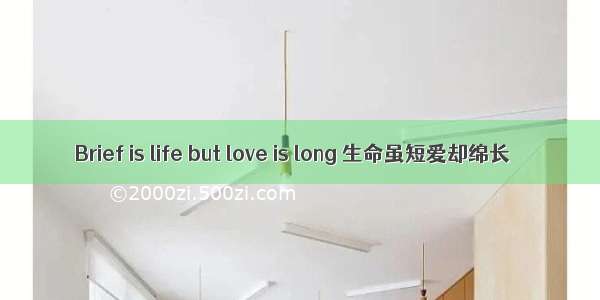 Brief is life but love is long 生命虽短爱却绵长