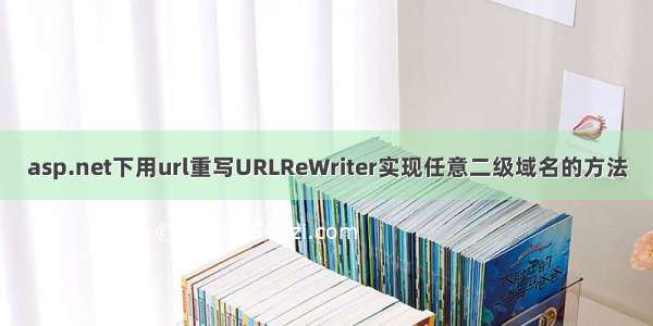 asp.net下用url重写URLReWriter实现任意二级域名的方法