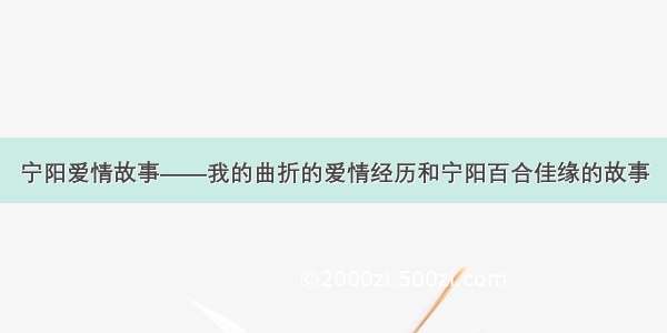 宁阳爱情故事——我的曲折的爱情经历和宁阳百合佳缘的故事