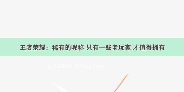 王者荣耀：稀有的昵称 只有一些老玩家 才值得拥有