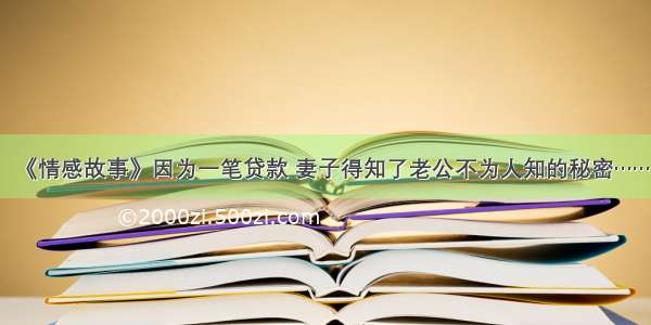 《情感故事》因为一笔贷款 妻子得知了老公不为人知的秘密……