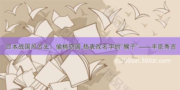 日本战国风云史：偷桃窃国 热衷改名字的“猴子”——丰臣秀吉