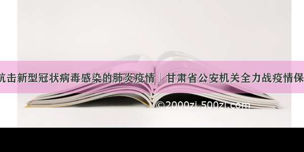 「抗击新型冠状病毒感染的肺炎疫情」甘肃省公安机关全力战疫情保稳定