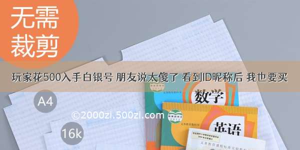 玩家花500入手白银号 朋友说太傻了 看到ID昵称后 我也要买