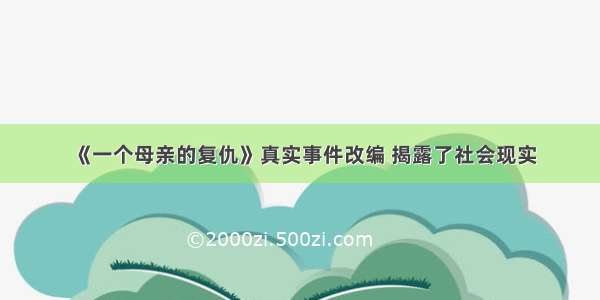 《一个母亲的复仇》真实事件改编 揭露了社会现实