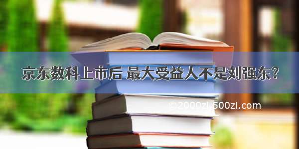 京东数科上市后 最大受益人不是刘强东？