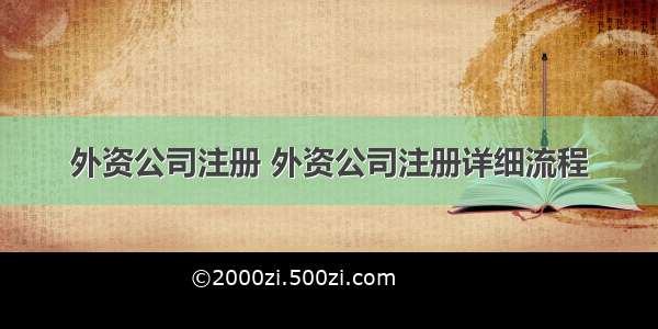 外资公司注册 外资公司注册详细流程