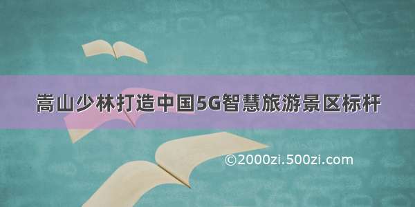 嵩山少林打造中国5G智慧旅游景区标杆