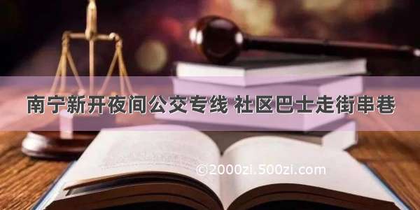 南宁新开夜间公交专线 社区巴士走街串巷